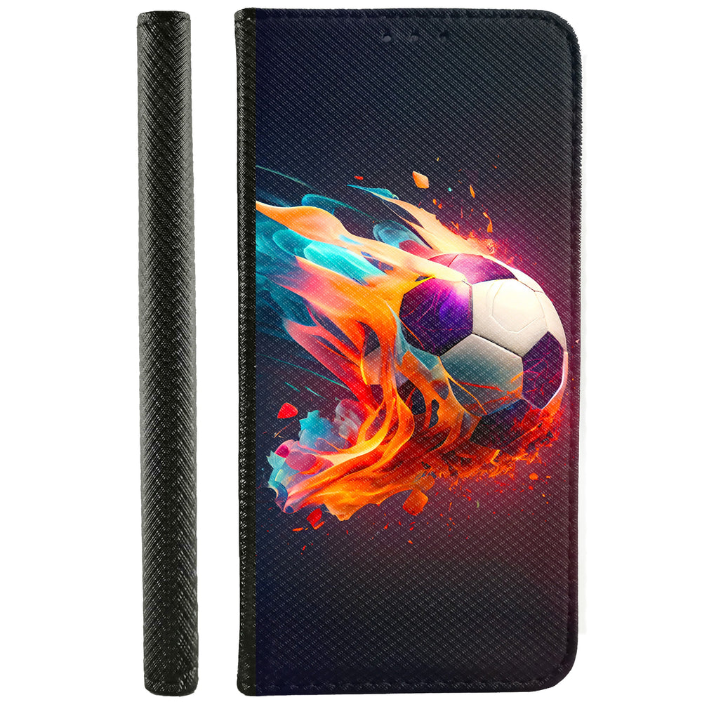 Hülle Honor X8 aus Kunstleder mit Motiv Fußball Feuer blauer Rauch