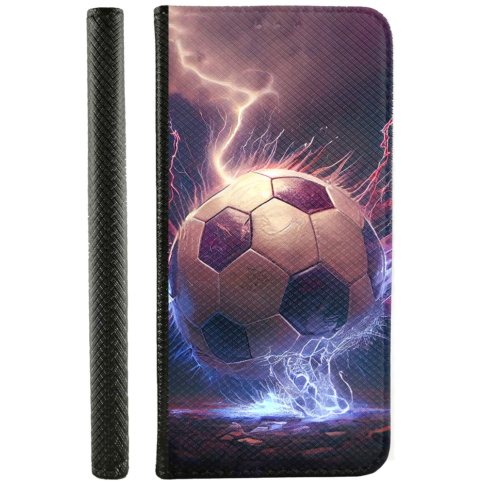 Hülle iPhone 13 Pro aus Kunstleder mit Motiv Fußball Feuer blauer Rauch